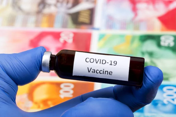 Vacina Contra Covid Contexto Dinheiro Israelense Novo Shekel — Fotografia de Stock
