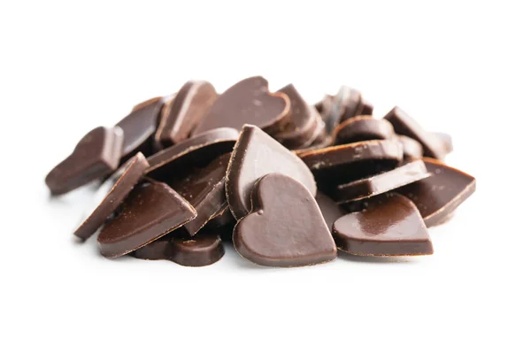 白い背景に閉じ込められた甘いチョコレートハート — ストック写真