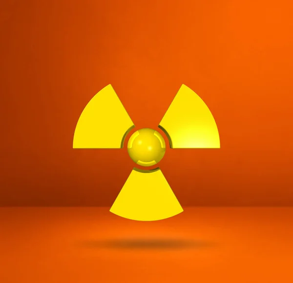Symbole Radioactif Isolé Sur Fond Studio Orange Illustration — Photo
