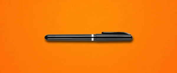 Черная Войлочная Ручка Фоне Оранжевого Баннера — стоковое фото