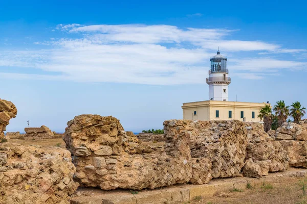 Fyrtornet Capo Colonna Nära Crotone Kalabrien Italien — Stockfoto