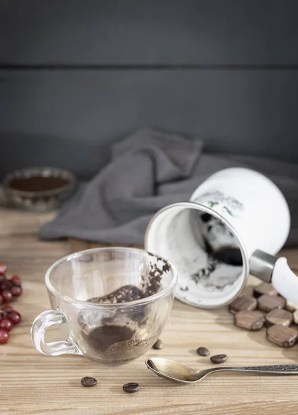 Side View Empty Coffee Cup Coffee Stains Bottom Empty Dirty — Stock Photo, Image