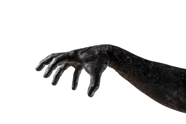 Zwarte Hand Met Een Halloween Symbool Geïsoleerd Witte Achtergrond — Stockfoto