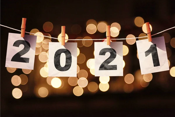 Yeni Yıl 2019 Arkaplanı Bokeh Işıkları Ile — Stok fotoğraf