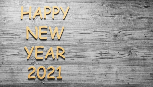 Frohes Neues Jahr 2019 Hölzerner Hintergrund Mit Buchstaben Des Alphabets — Stockfoto