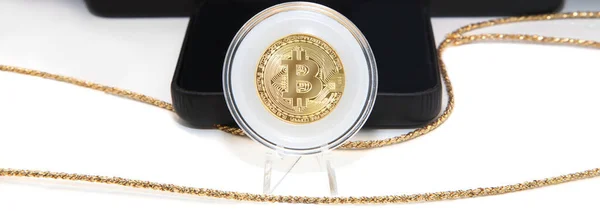 Bitcoin Mince Bílém Pozadí — Stock fotografie