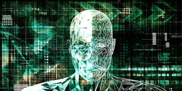 Ilustración Digital Del Cerebro Humano Con Concepto Del Holograma —  Fotos de Stock