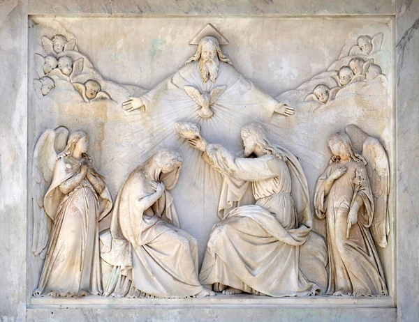 Incoronazione Della Vergine Maria Sulla Colonna Dell Immacolata Concezione Piazza — Foto Stock