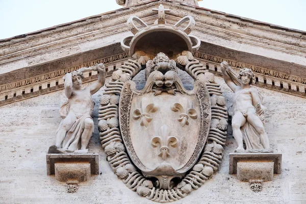 Coat Arms France Facade Chiesa San Luigi Dei Francesi Church — Stock Photo, Image