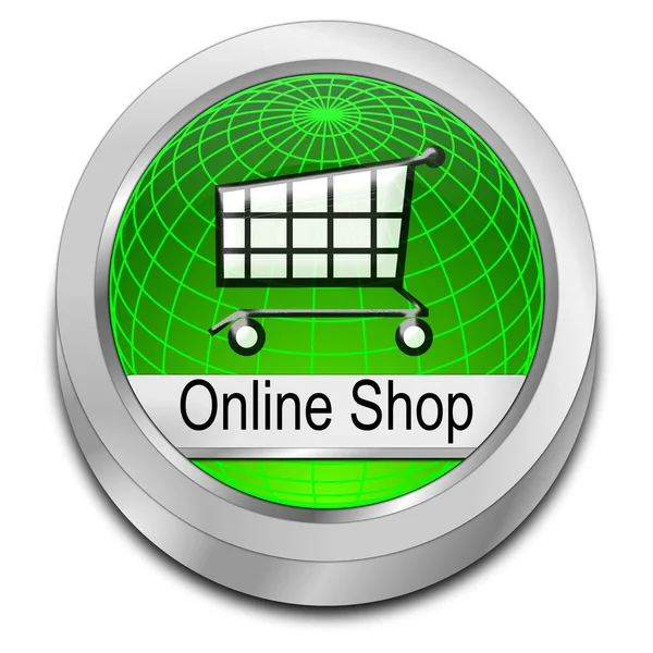 Online Shop Button Green Illustration — Stock Photo, Image