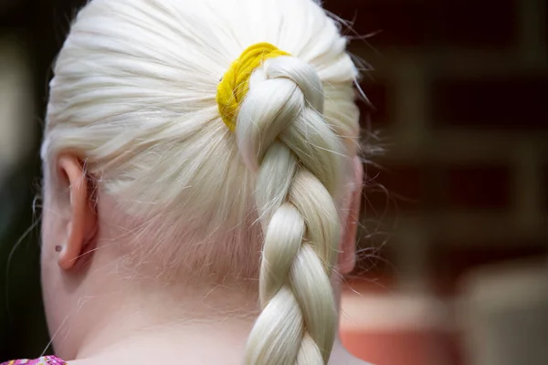 Mujer Con Trenzas Pelo Largo Blanco — Foto de Stock