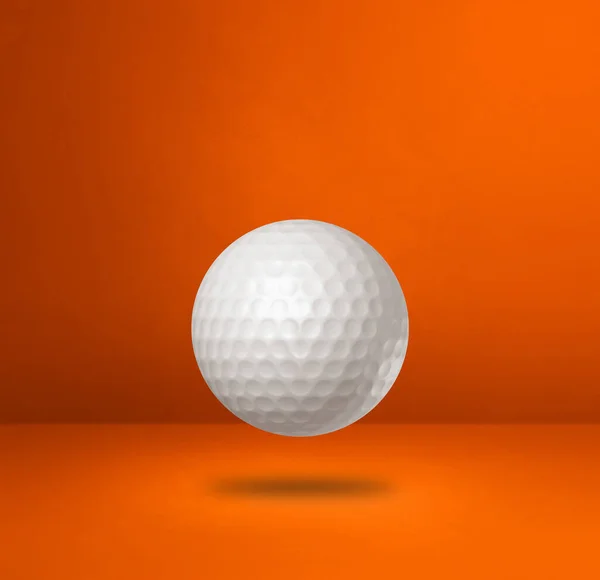 White Golf Ball Isolated Orange Studio Background Illustration — Stock Photo, Image