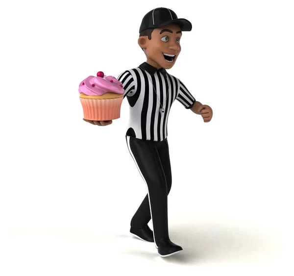 Rolig Tecknad Figur Med Cupcake — Stockfoto
