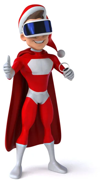Divertente Illustrazione Babbo Natale Super Con Casco — Foto Stock