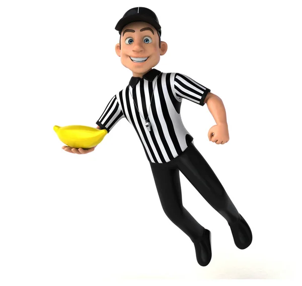 Fun Illustration Cartoon Referee Orange Yellow Green Blue Dimensional — Stock Photo, Image