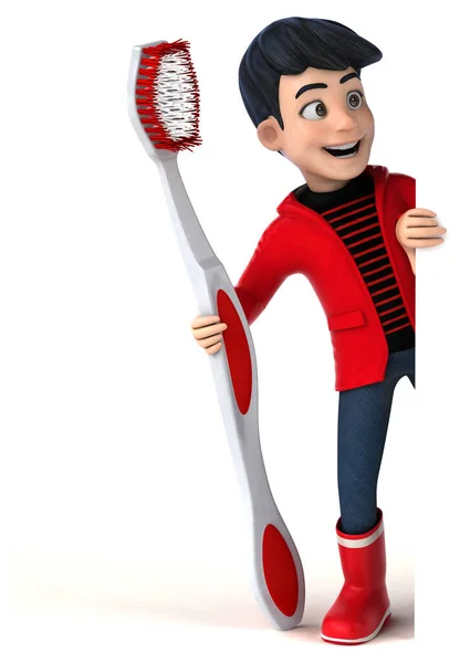 Fun Cartoon Teenage Boy Toothbrush — Stock Photo, Image