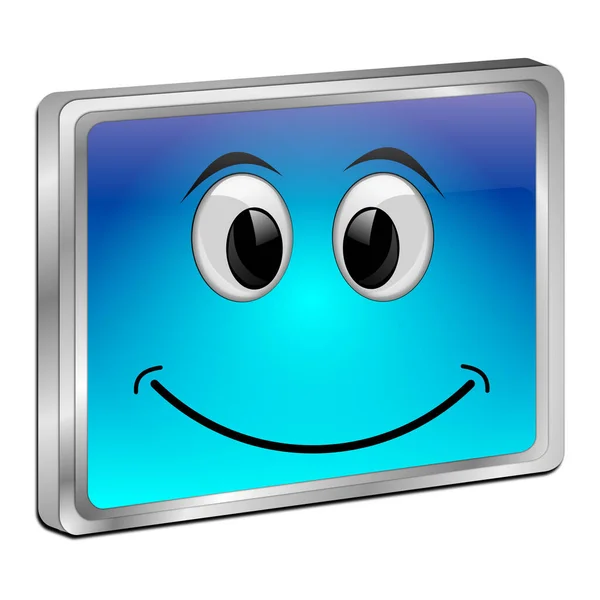 Button Smiling Face Blue Illustration — Stock Photo, Image