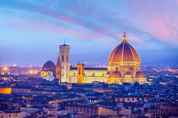 Duomo Florencie Město Centru Města Panorama Města Toskánsko Itálie Soumraku — Stock fotografie