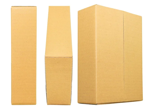 设计用的模型 封闭的褐色纸板箱 白色背景隔离 — 图库照片