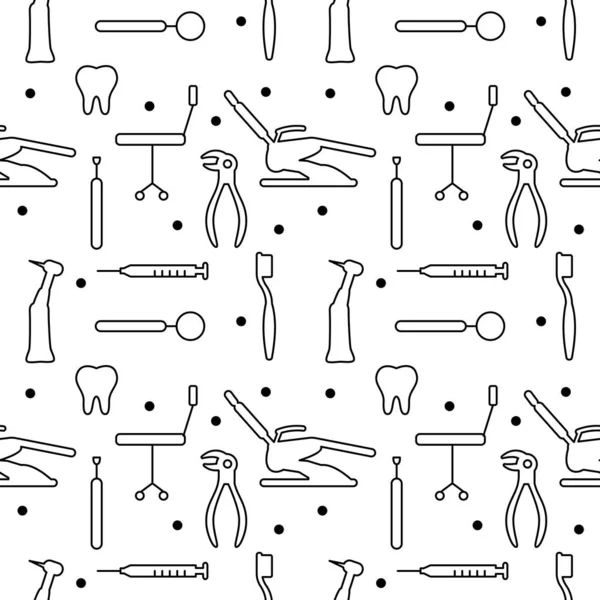 Οδοντιατρική Φροντίδα Ορθοδοντική Seamless Pattern Line Icons Οδοντίατρος Ιατρικός Εξοπλισμός — Φωτογραφία Αρχείου