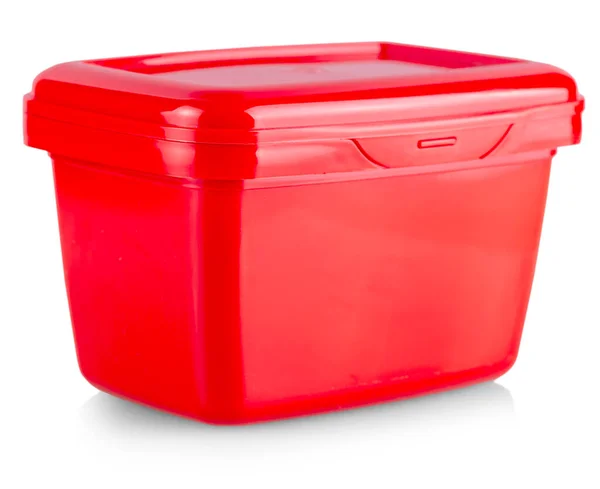 Caixa Plástico Vermelho Com Molho Coreano Picante Isolado Branco — Fotografia de Stock