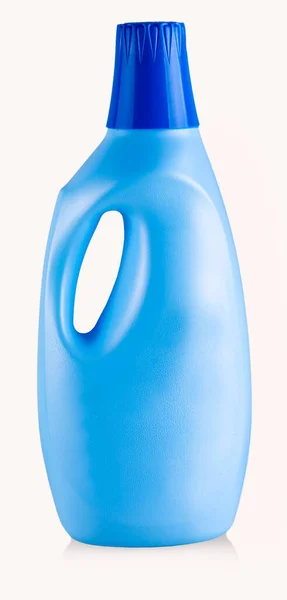 Μπλε Πλαστικό Μπουκάλι Οικιακές Χημικές Ουσίες Λευκό Φόντο — Φωτογραφία Αρχείου