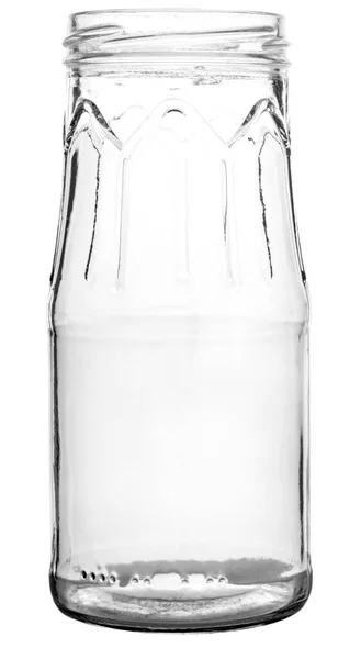 Frasco Vidro Vazio Isolado Branco Com Caminho Recorte — Fotografia de Stock