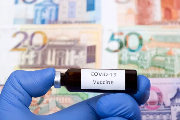 Vacina Contra Covid Contexto Dinheiro Belarusian Rublo — Fotografia de Stock