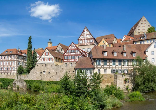 Výhled Město Jménem Schwaebisch Hall Jižním Německu Letním Období — Stock fotografie