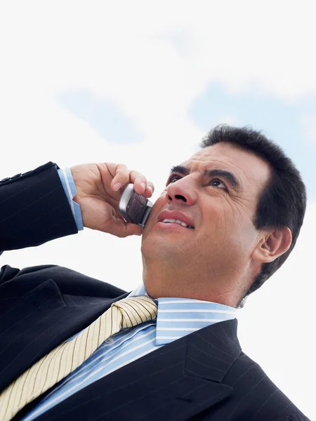 Retrato Homem Negócios Falando Telefone Celular — Fotografia de Stock