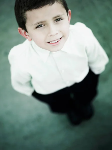 Portrait Boy Black Shirt White Shirts — Stock Photo, Image