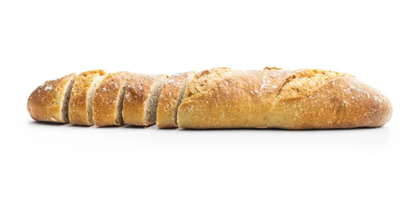 Baguette Affettate Croccanti Baguette Fresche Isolate Sfondo Bianco — Foto Stock