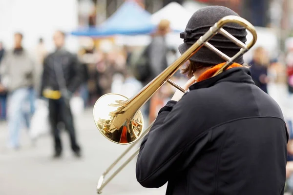 Banda Rua Com Trompete — Fotografia de Stock