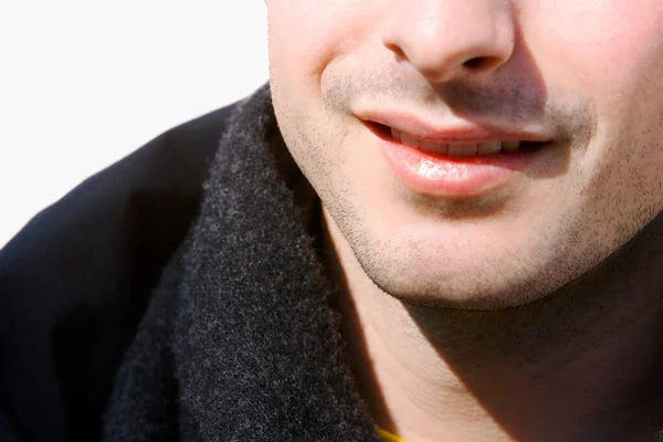 Close Portrait Young Man Beard White Background — Stock Photo, Image