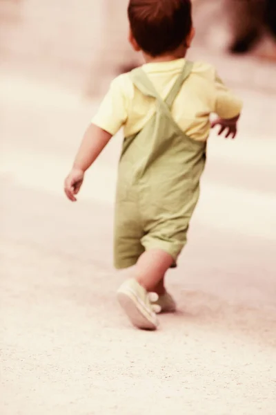 Little Boy Playing Sand Beach — Stock Photo, Image