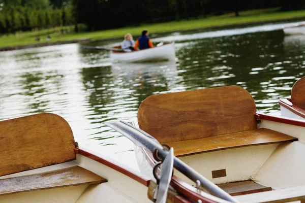 Young Man Boat River — Stock Photo, Image