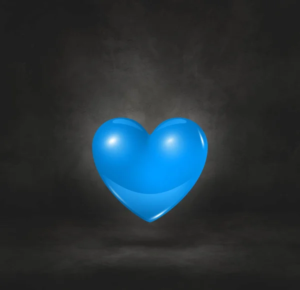 Corazón Azul Aislado Sobre Fondo Estudio Negro Ilustración —  Fotos de Stock