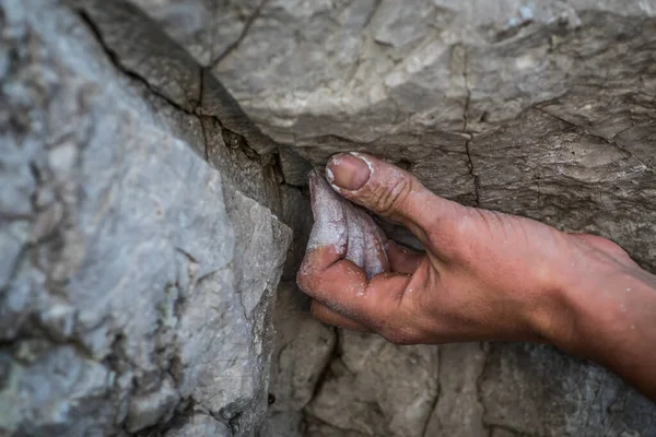 Gammal Smutsig Stenmur Med Hand — Stockfoto