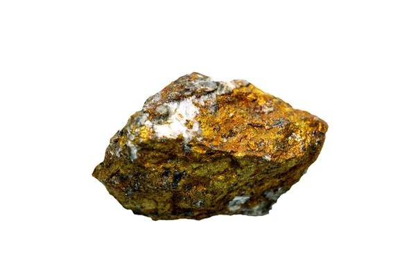 白色背景的黄铜矿石 — 图库照片