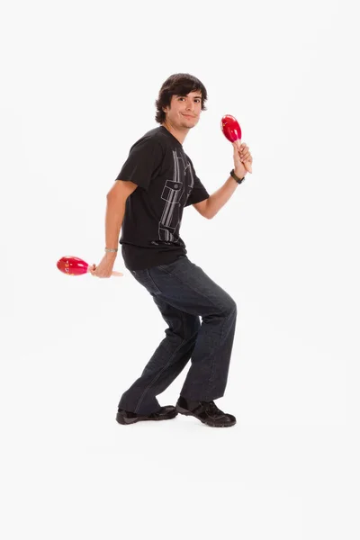 Studio Shot Joven Con Pelo Rojo Guantes Boxeo Aislados Sobre —  Fotos de Stock