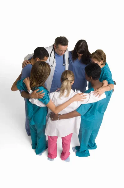 Grupo Médicos Enfermeiros Fundo Branco — Fotografia de Stock