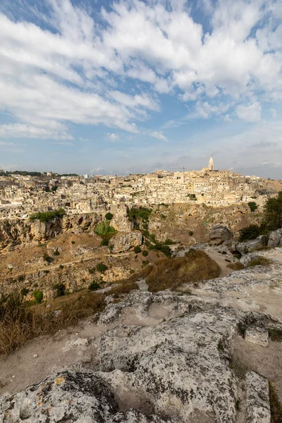 Πανοραμική Άποψη Του Sassi Matera Μια Ιστορική Συνοικία Στην Πόλη — Φωτογραφία Αρχείου