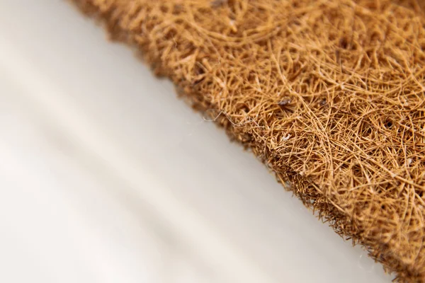 ココナッツ繊維で作られたクローズアップマットレス ソフトフォーカスのマクロ写真 — ストック写真