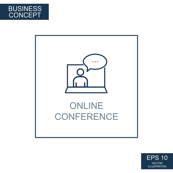 Koncepcja Biznesowa Ikona Internetowa Cienkich Linii Konferencja Online Ilustracja Wektora — Zdjęcie stockowe