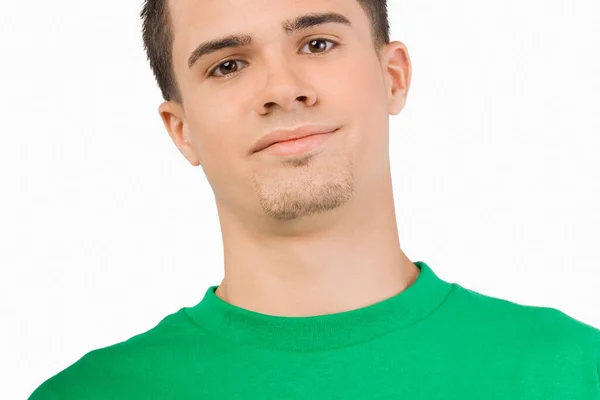 Retrato Jovem Com Barba Sobre Fundo Branco — Fotografia de Stock