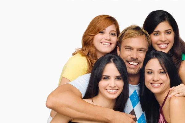 Group Young People Faces White Background — Stock Photo, Image
