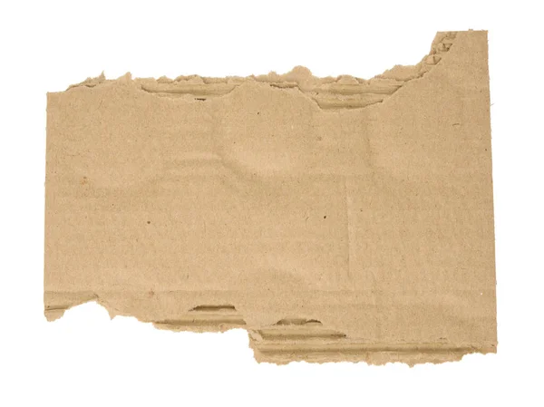 Yırtılmış Karton Parçası Beyaz Arkaplanda Izole Edilmiş Kapat — Stok fotoğraf