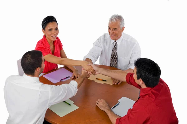 Equipe Negócios Trabalhando Com Laptop Contrato — Fotografia de Stock