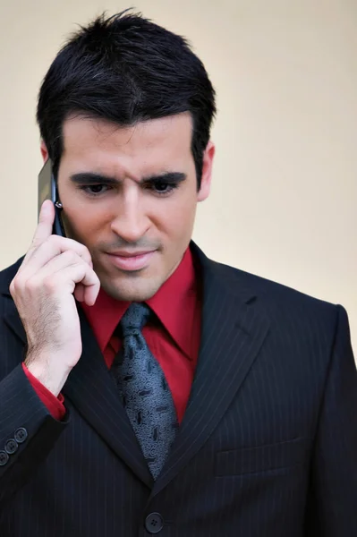 Portrait Businessman Talking Mobile Phone Stock Photo