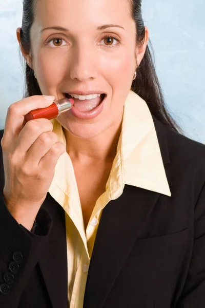 Portrait Young Woman Knife — Stock Photo, Image